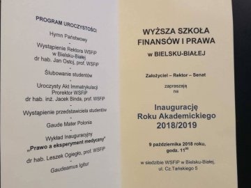 foto:INAUGURACJA ROKU AKADEMICKIEGO W WYŻSZEJ SZKOLE FINANSÓW I PRAWA